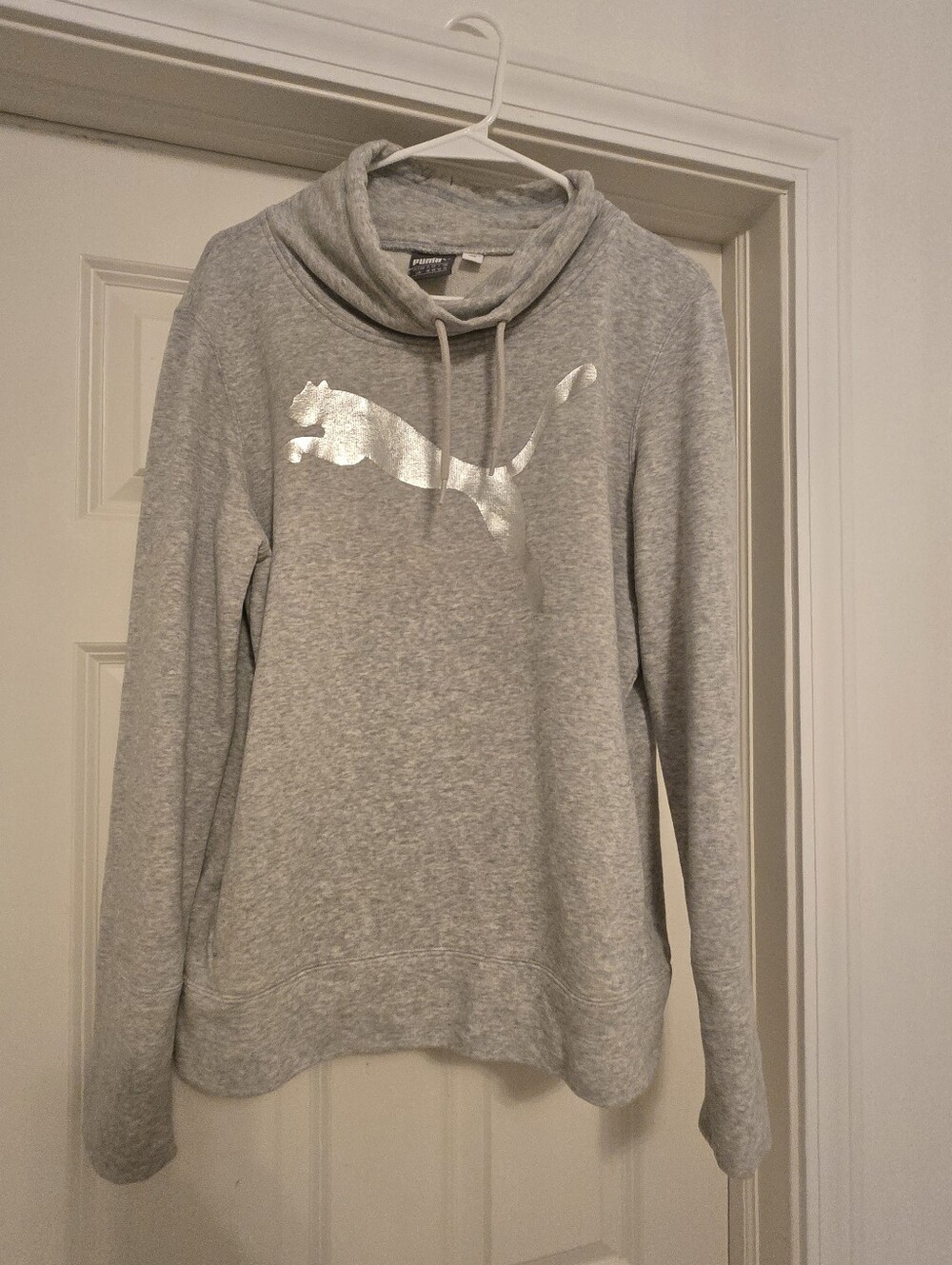 Puma Silver Logo Gray Cowl Neck Sweatshirt